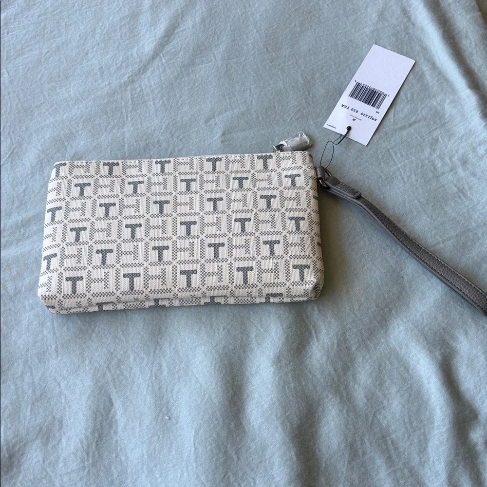 Tommy Hilfiger White & Gray Logo Print Wristlet - Picture 2 of 6